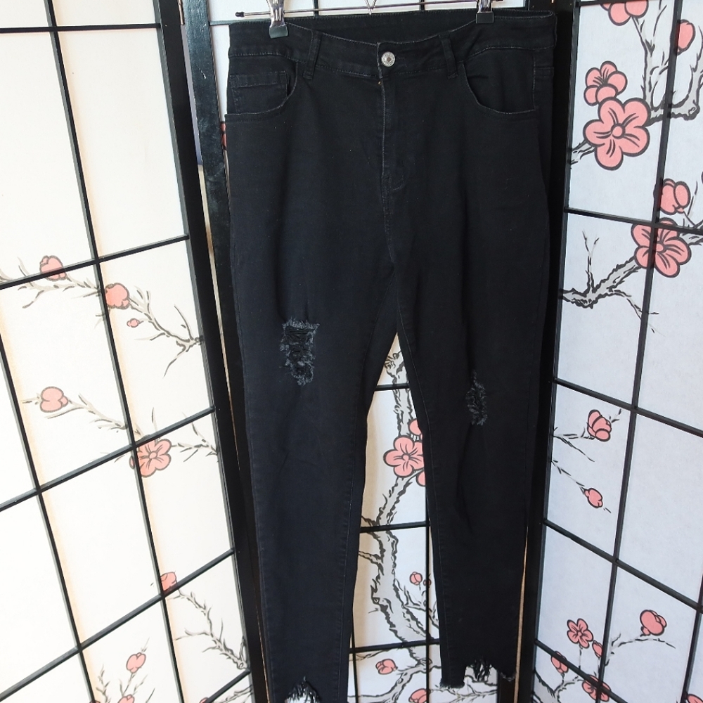 Black Distressed Skinny Jeans Size Extra Large